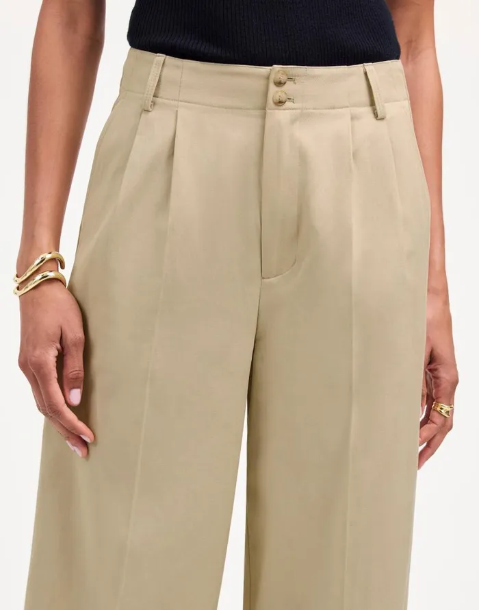 Pants Women Madewell The Harlow WideLeg Pant In Drapey Twill Vintage Khaki