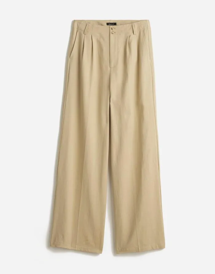 Pants Women Madewell The Harlow WideLeg Pant In Drapey Twill Vintage Khaki