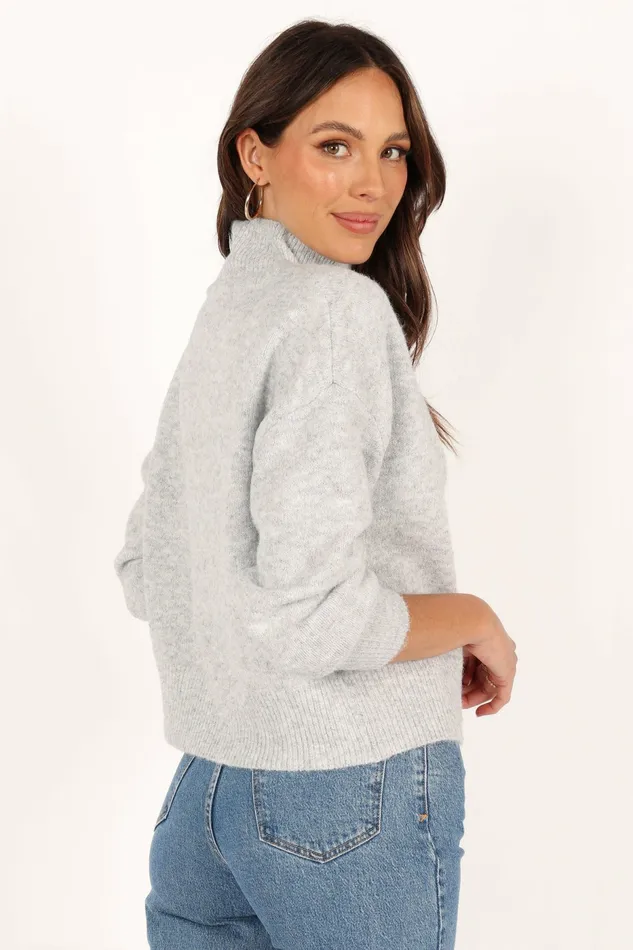 Petal and Pup Brianna Mockneck Knit Sweater Heather Grey Women Sweaters