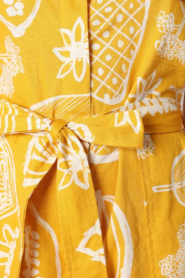 Petal and Pup Georgina Tie Waist Romper Yellow Women Jumpsuits and Rompers