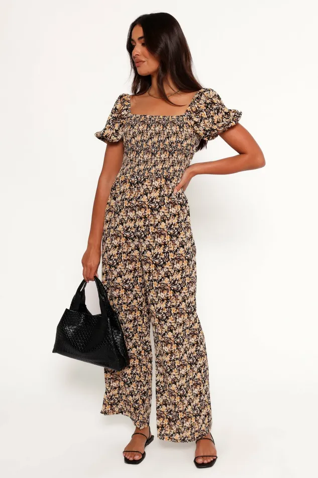 Petal and Pup Jolene Jumpsuit Black Ditsy Floral Women Jumpsuits and Rompers