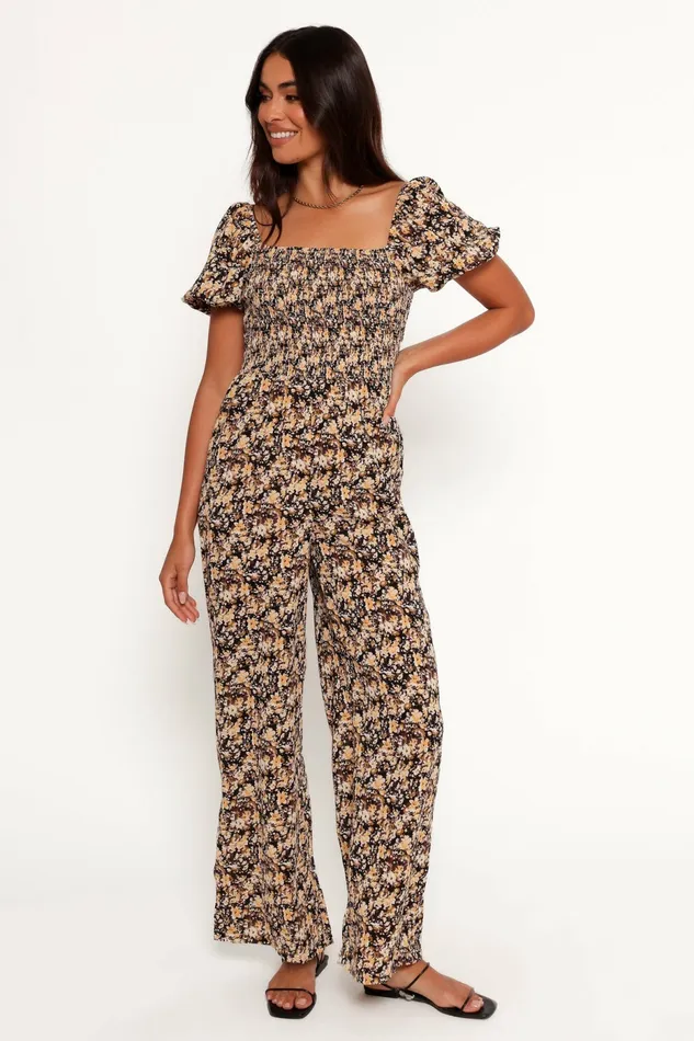 Petal and Pup Jolene Jumpsuit Black Ditsy Floral Women Jumpsuits and Rompers