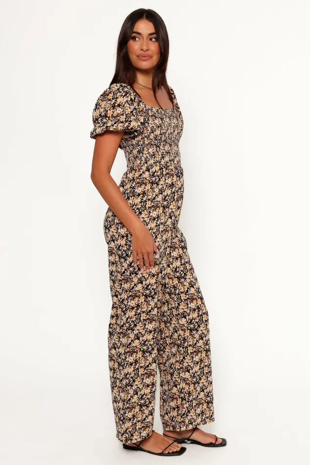 Petal and Pup Jolene Jumpsuit Black Ditsy Floral Women Jumpsuits and Rompers