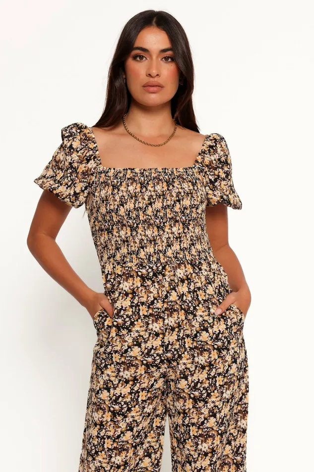 Petal and Pup Jolene Jumpsuit Black Ditsy Floral Women Jumpsuits and Rompers