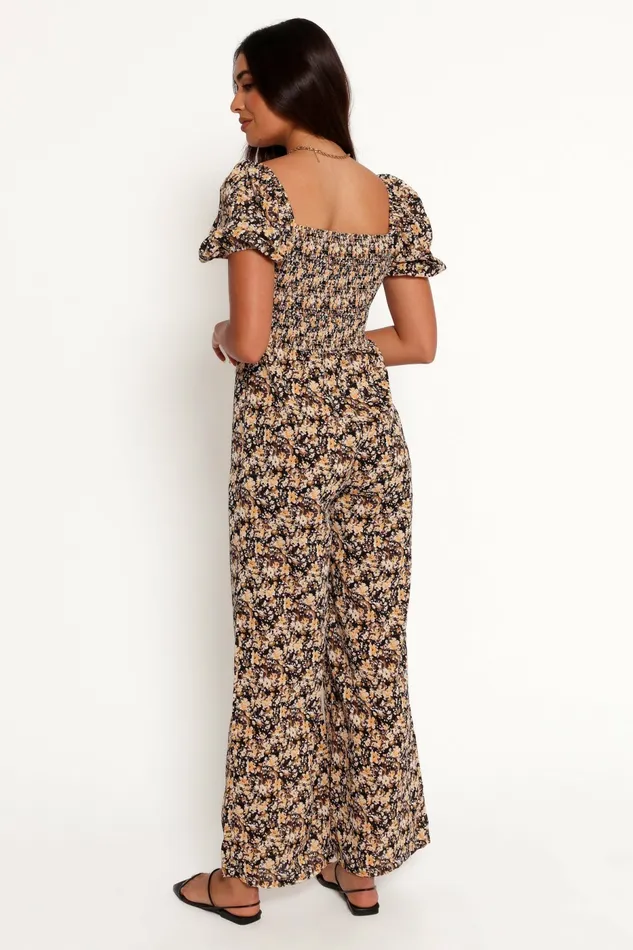 Petal and Pup Jolene Jumpsuit Black Ditsy Floral Women Jumpsuits and Rompers