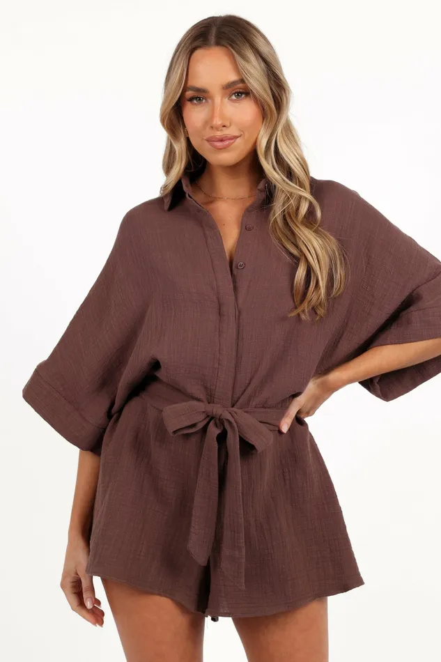 Petal and Pup Jumpsuits and Rompers Women Jemmy Romper Chocolate Brown
