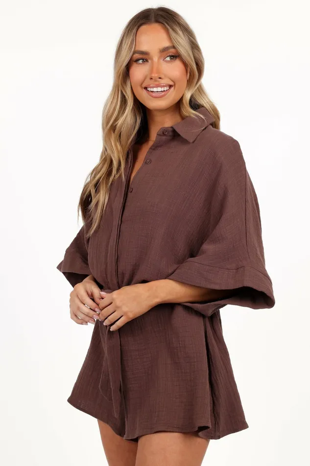 Petal and Pup Jumpsuits and Rompers Women Jemmy Romper Chocolate Brown