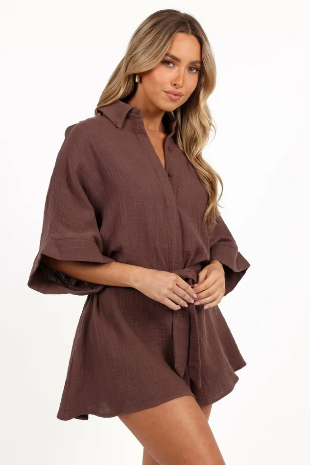 Petal and Pup Jumpsuits and Rompers Women Jemmy Romper Chocolate Brown
