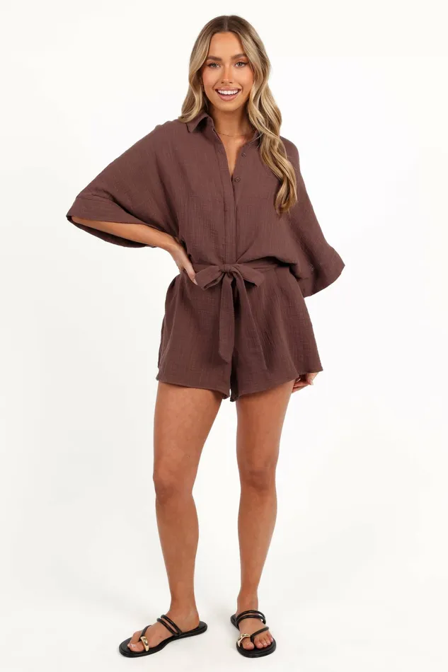 Petal and Pup Jumpsuits and Rompers Women Jemmy Romper Chocolate Brown