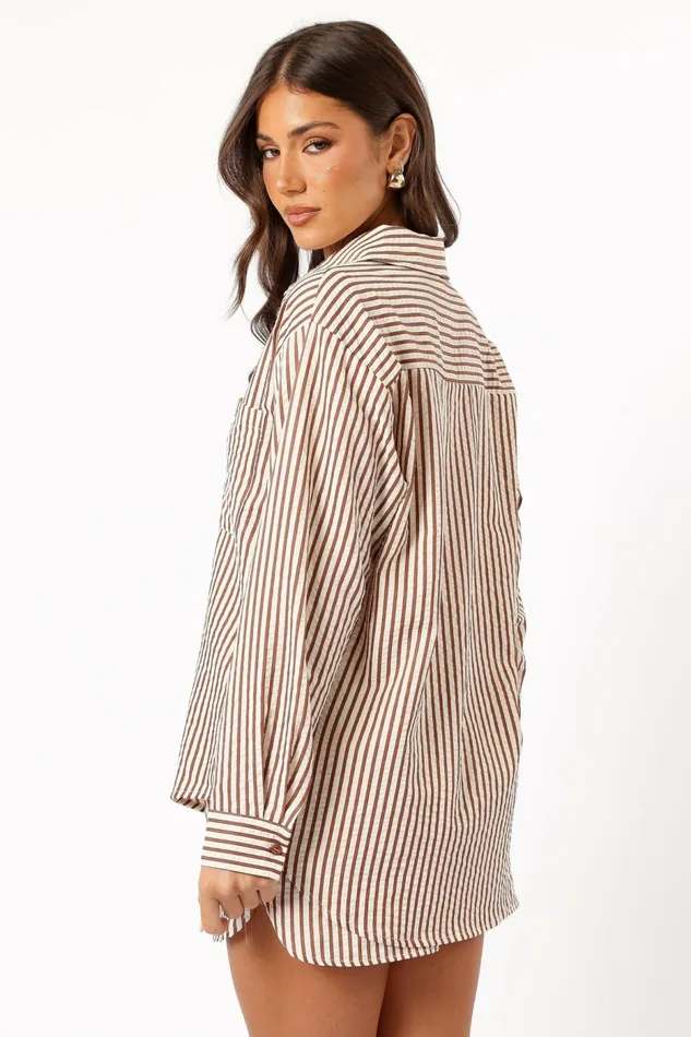 Petal and Pup Kennie Shorts Brown Stripe Women Matching Sets