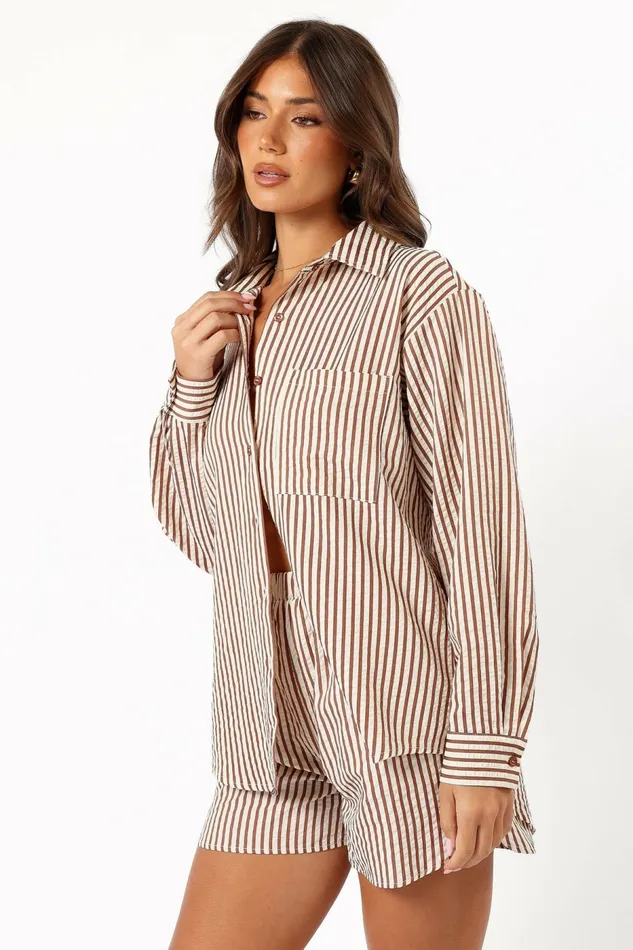 Petal and Pup Kennie Shorts Brown Stripe Women Matching Sets