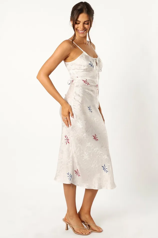 Petal and Pup Rosa Midi Dress White Women Satin Dresses