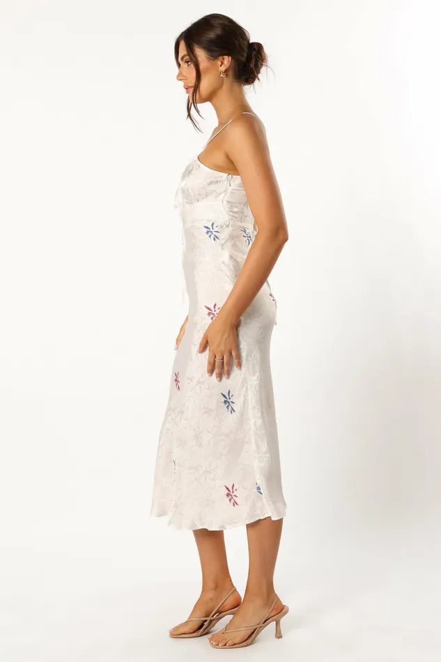 Petal and Pup Rosa Midi Dress White Women Satin Dresses