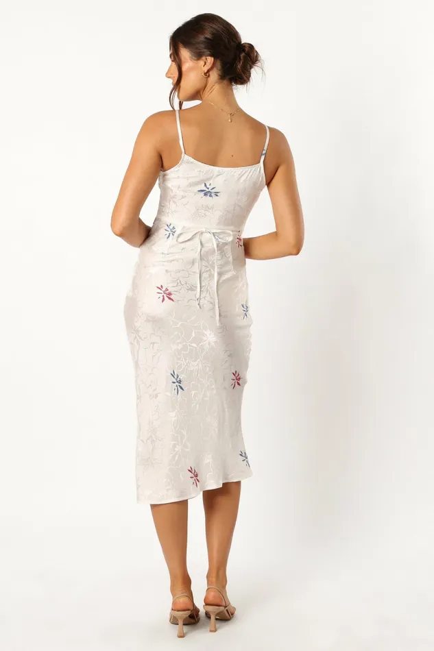Petal and Pup Rosa Midi Dress White Women Satin Dresses