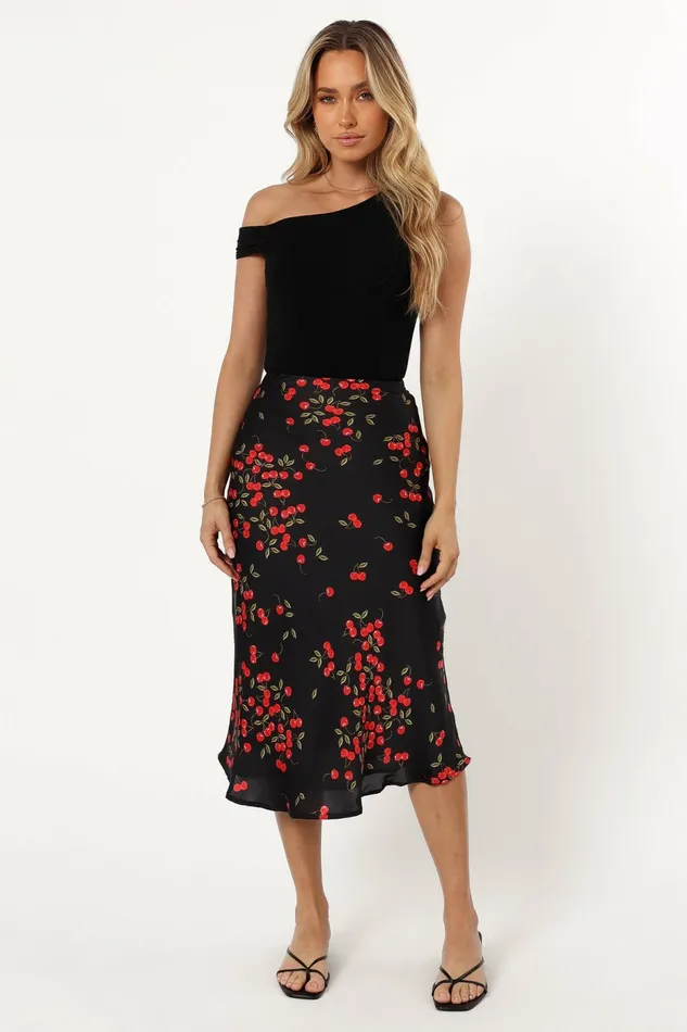 Petal and Pup Skirts Women Annia Midi Skirt Cherry