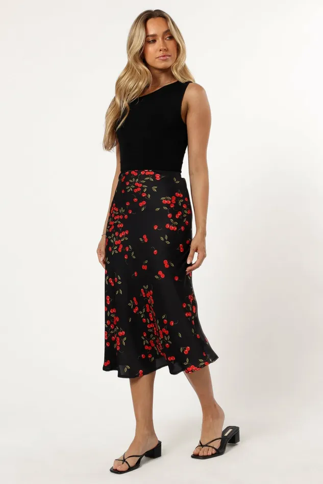 Petal and Pup Skirts Women Annia Midi Skirt Cherry