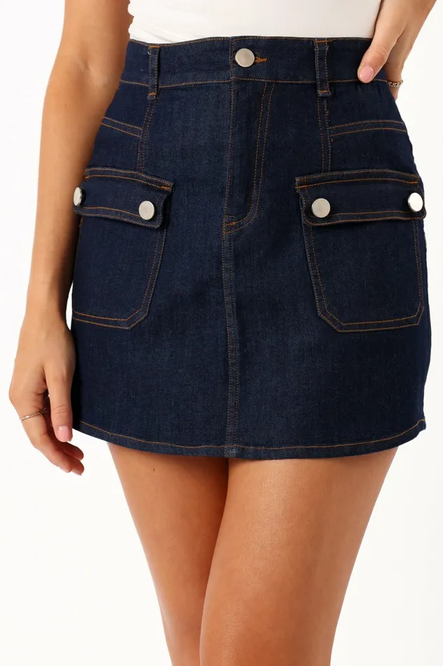 Petal and Pup Skirts Women Avery Cargo Mini Skirt Blue Wash
