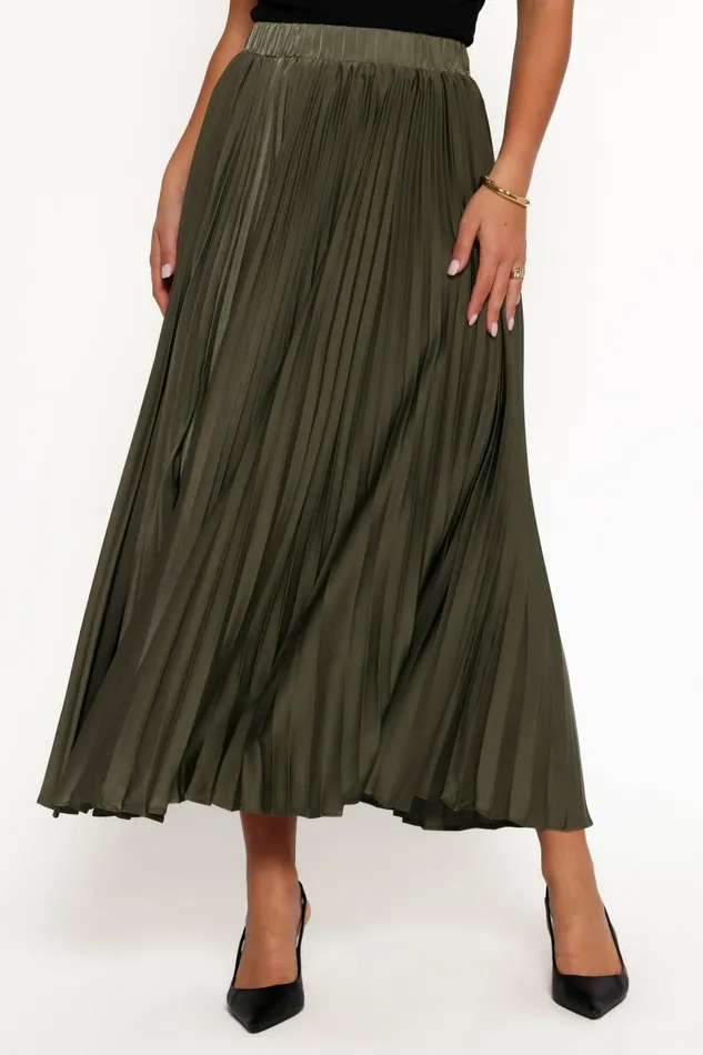 Petal and Pup Skirts Women Polina Pleated Maxi Skirt Olive