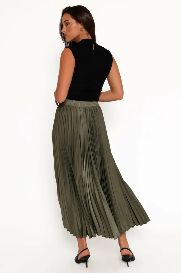 Petal and Pup Skirts Women Polina Pleated Maxi Skirt Olive