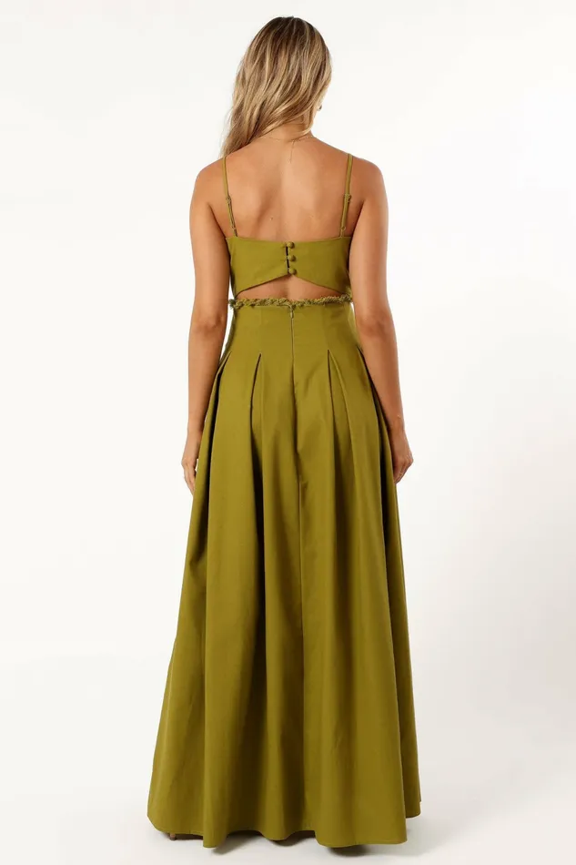 Petal and Pup Skye Maxi Dress Moss Women Linen Dresses