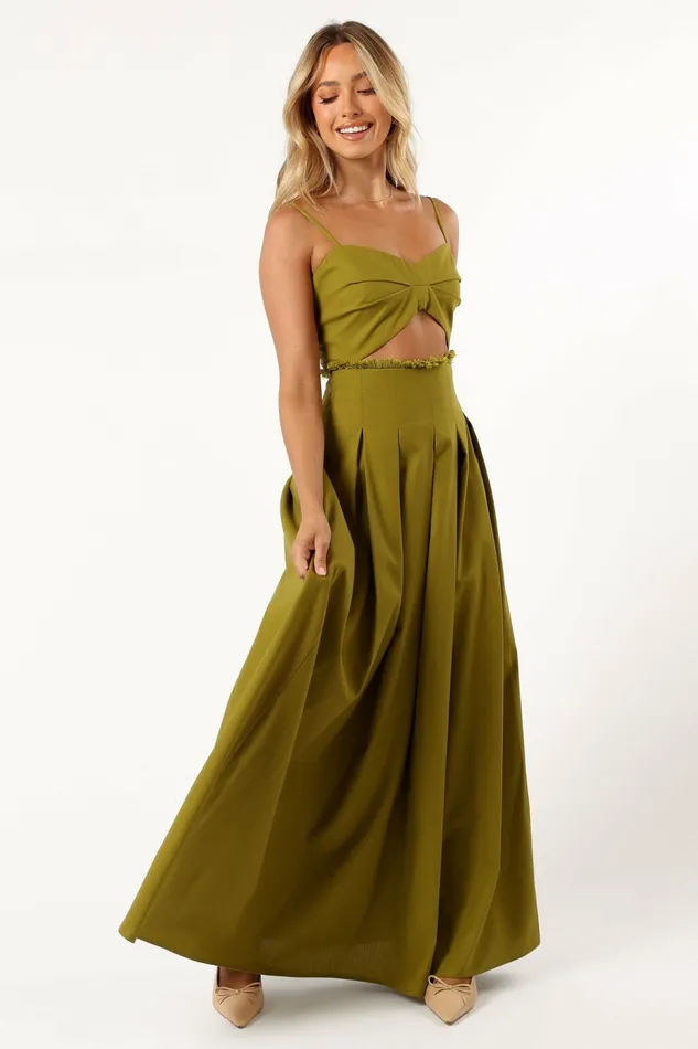 Petal and Pup Skye Maxi Dress Moss Women Linen Dresses