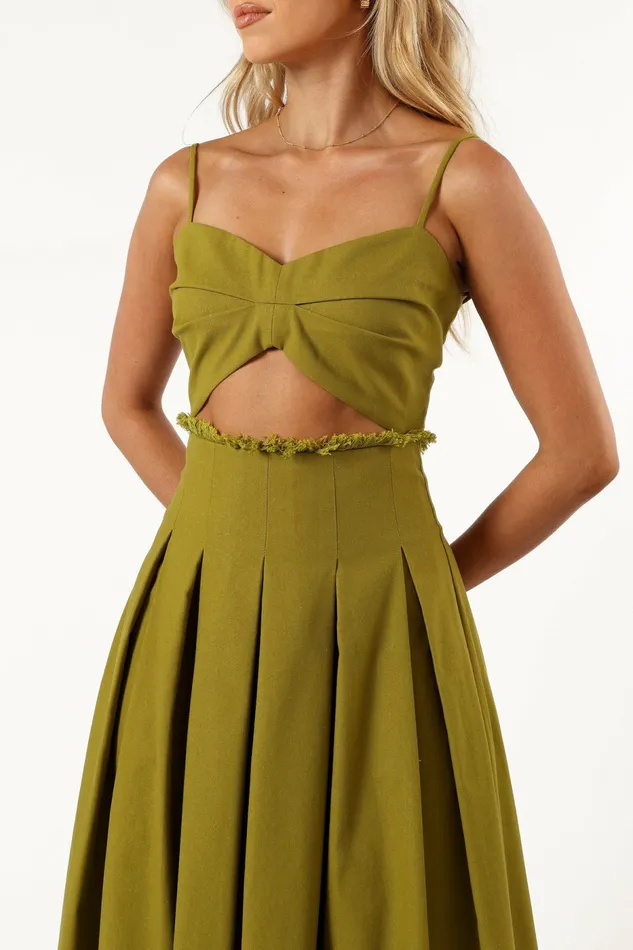 Petal and Pup Skye Maxi Dress Moss Women Linen Dresses