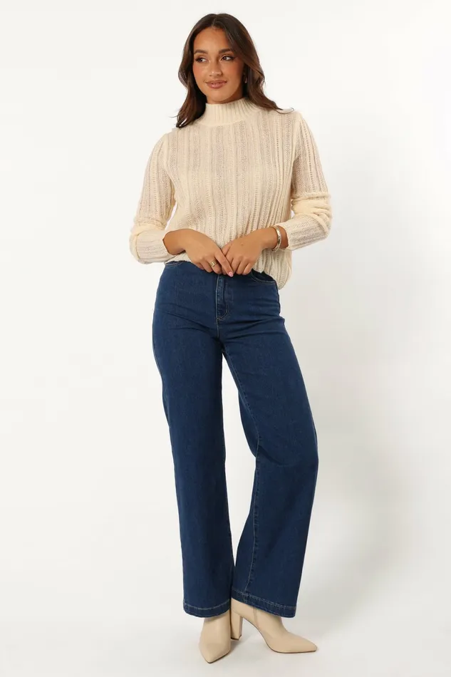 Petal and Pup Wynford Scallop Edge Knit Sweater Cream Women Sweaters