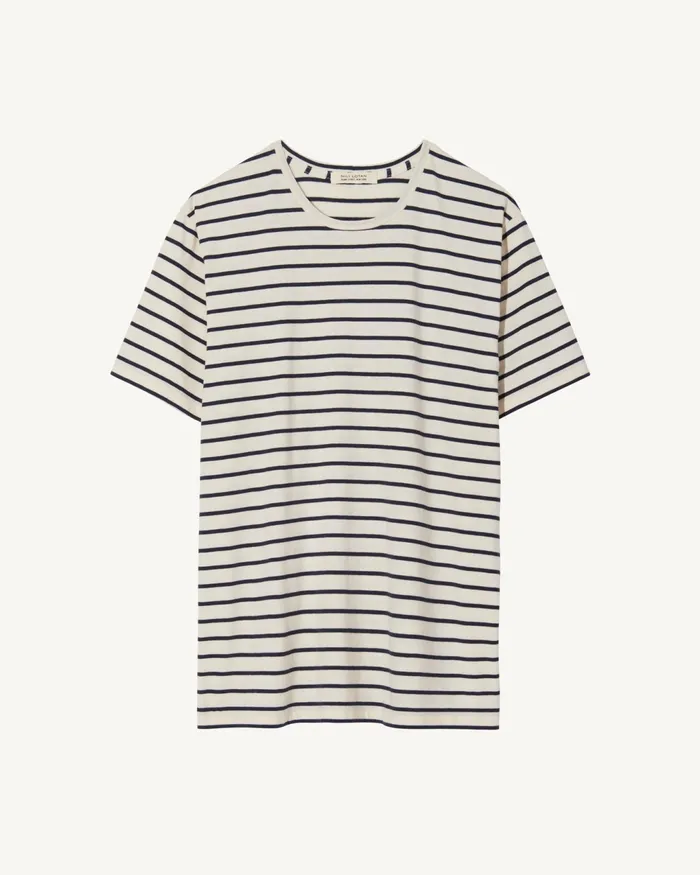 PIERRE TEE Navyivory Stripe Men Nili Lotan Tees