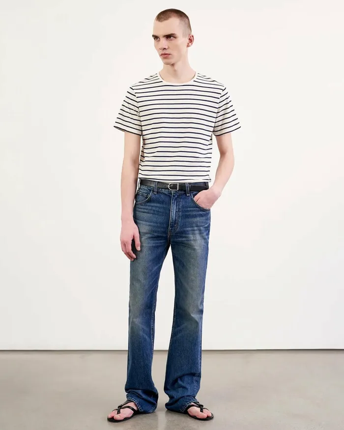 PIERRE TEE Navyivory Stripe Men Nili Lotan Tees