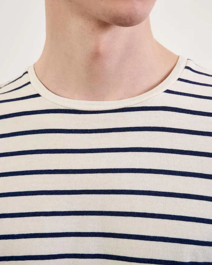 PIERRE TEE Navyivory Stripe Men Nili Lotan Tees