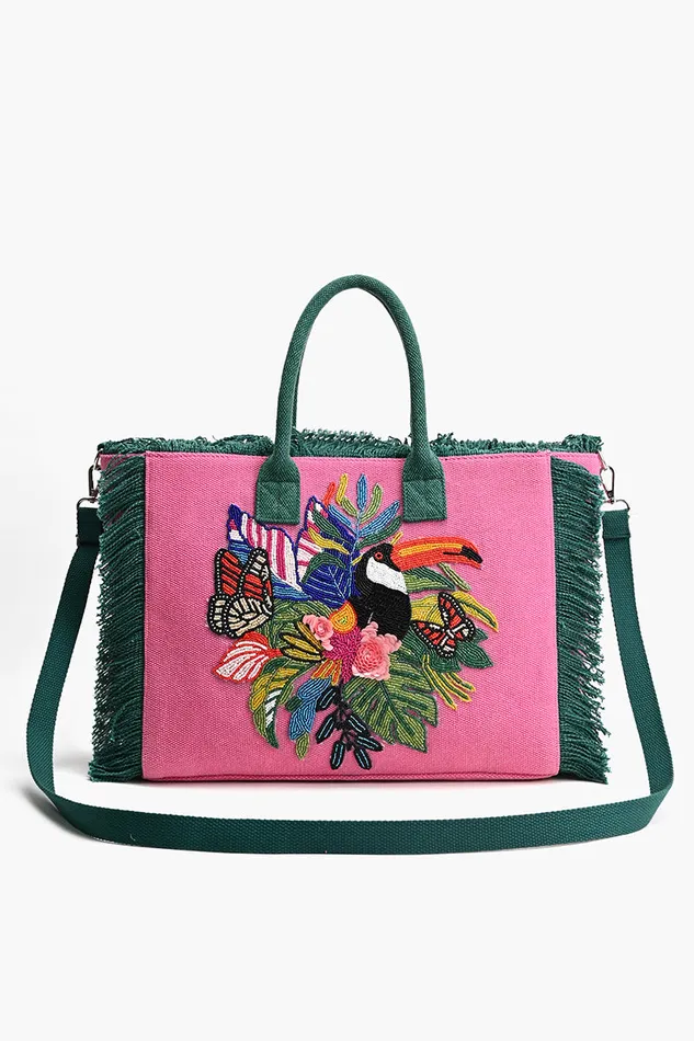 Pink Flutter Oasis Tote Beach Bags America and Beyond Women