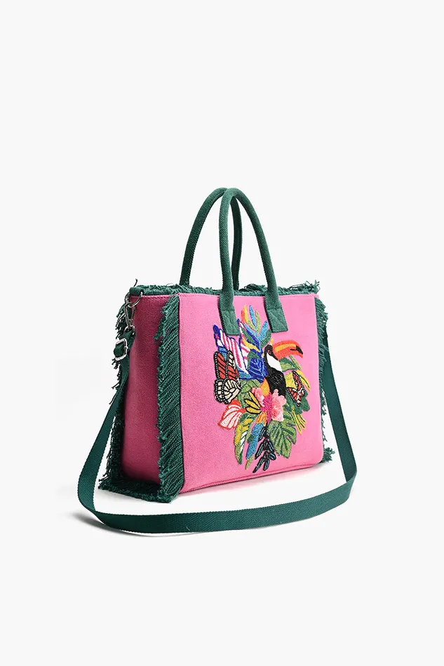 Pink Flutter Oasis Tote Beach Bags America and Beyond Women