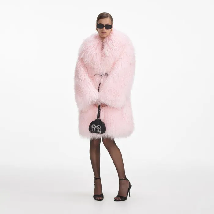 Pink Shearling Coat Women Self Portrait Outerwear Pink Shearling Coat Women Self Portrait Outerwear