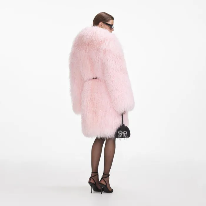 Pink Shearling Coat Women Self Portrait Outerwear Pink Shearling Coat Women Self Portrait Outerwear