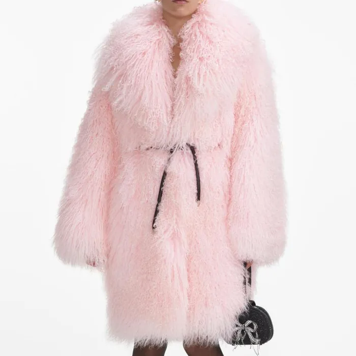 Pink Shearling Coat Women Self Portrait Outerwear Pink Shearling Coat Women Self Portrait Outerwear