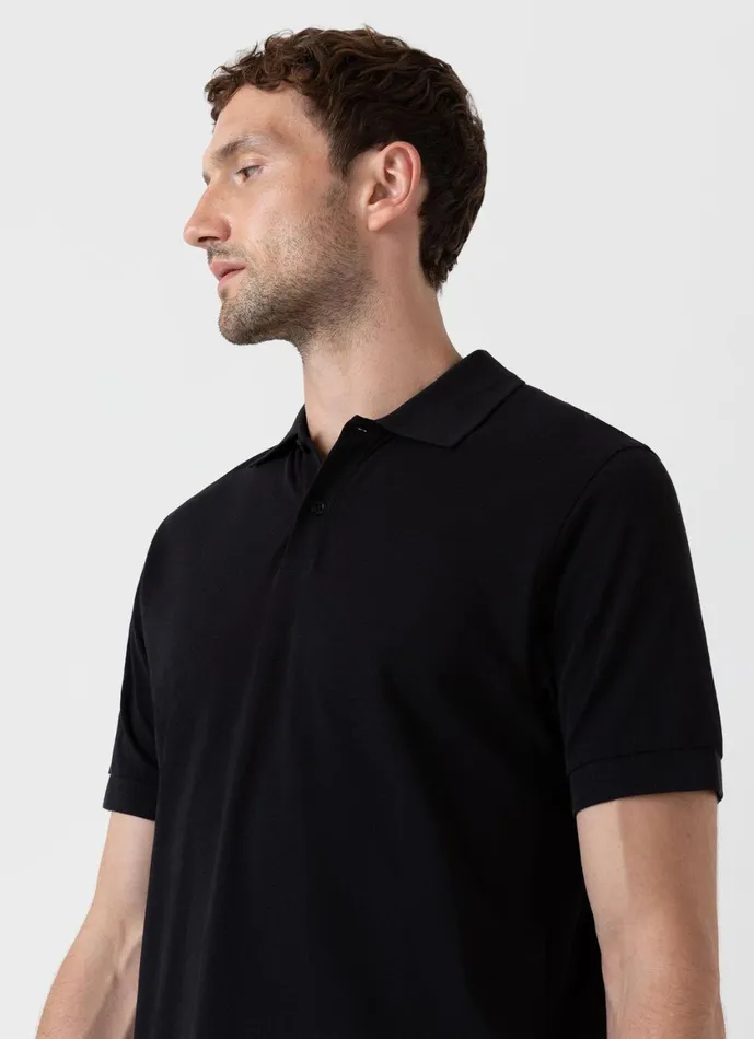 Piqu Polo Shirt Black Men SUNSPEL Polo Shirts