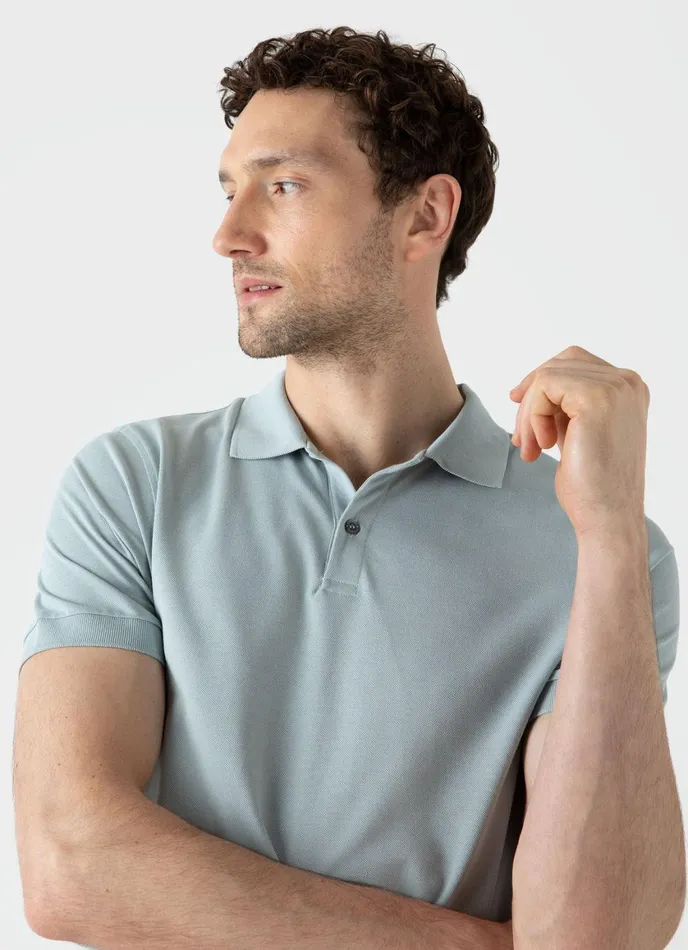 Piqu Polo Shirt Blue Sage Men SUNSPEL Polo Shirts