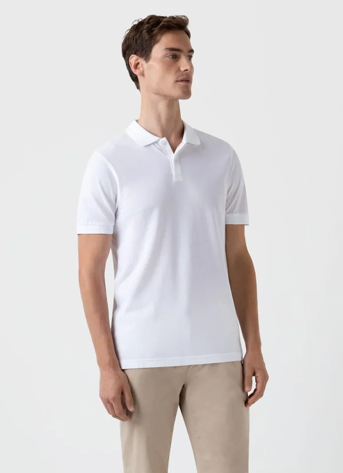 Piqu Polo Shirt White Men SUNSPEL Polo Shirts