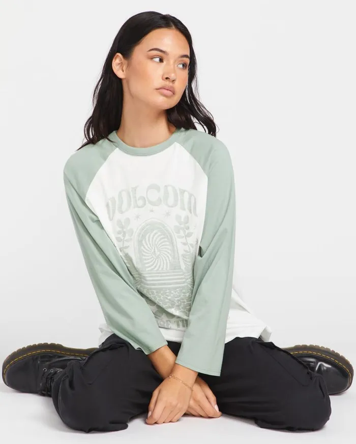 Pitch It To Me Long Sleeve Tee 8211 Sea Glass Womens Volcom Tops