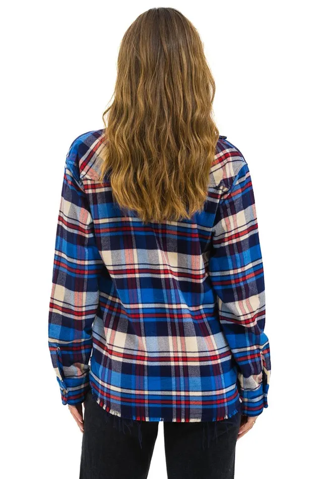 Plaid Flannel Light Weight Unisex Western Shirt 8211 Patriot Plaid Women Aviator Nation Tees