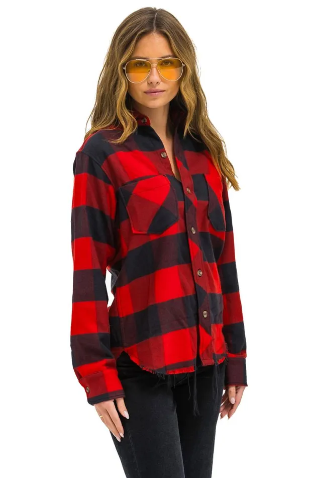 Plaid Flannel Western Shirt 8211 Buffalo Plaid Women Aviator Nation Tees