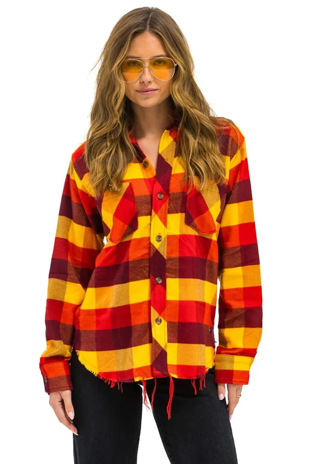Plaid Flannel Western Shirt 8211 Surfy Plaid Women Aviator Nation Tees