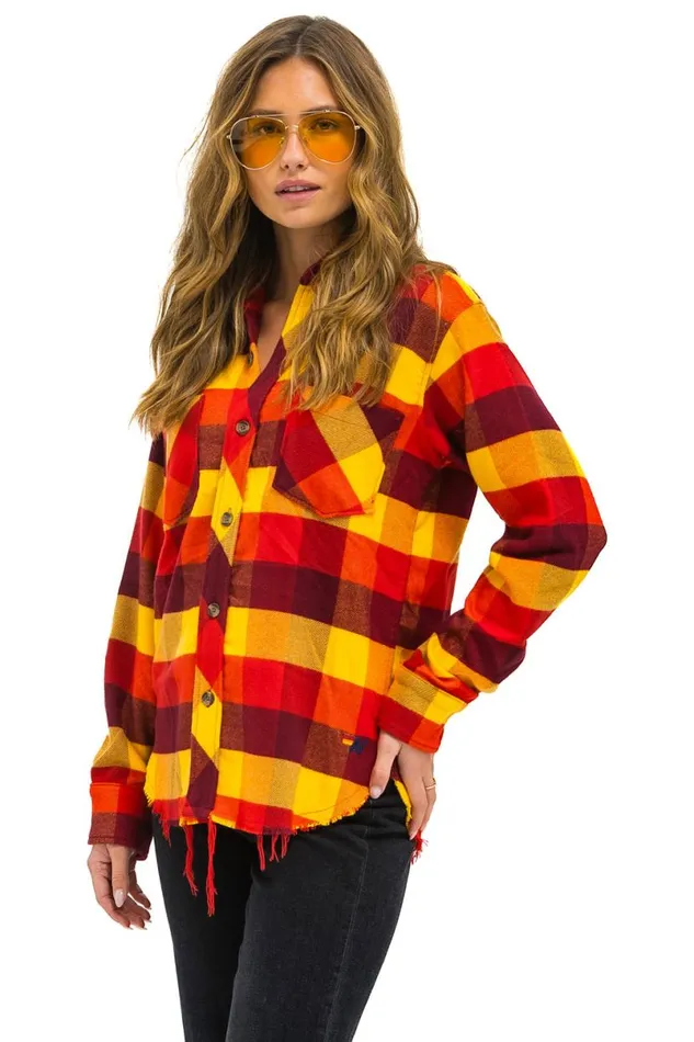 Plaid Flannel Western Shirt 8211 Surfy Plaid Women Aviator Nation Tees