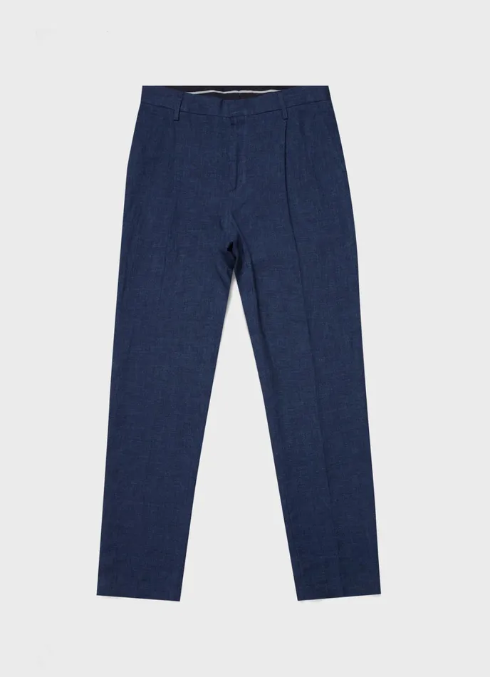 Pleated Linen Trouser Light Navy Men SUNSPEL Pants