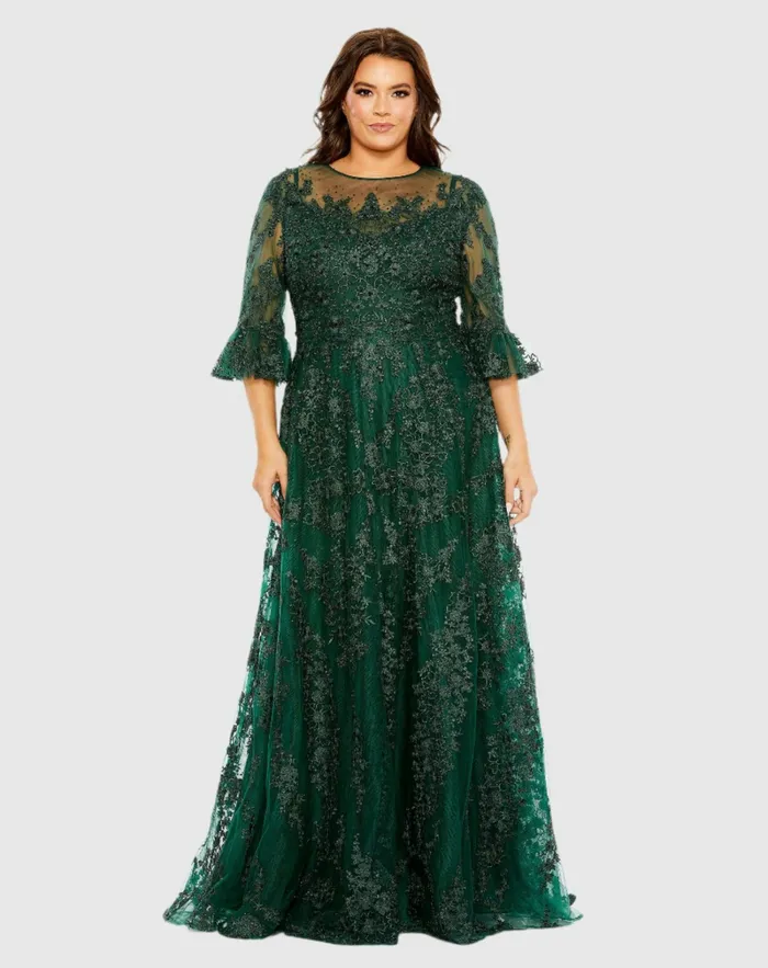 Plus Size Dresses Mac Duggal Women High Neck Flutter Sleeve Embroidered A Line Dress Vintage Lilac Plus Size Dresses Mac Duggal Women High Neck Flutter Sleeve Embroidered A Line Dress Vintage Lilac