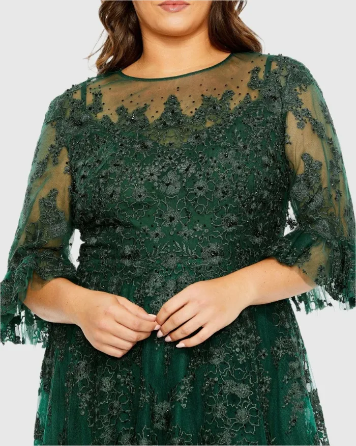 Plus Size Dresses Mac Duggal Women High Neck Flutter Sleeve Embroidered A Line Dress Vintage Lilac Plus Size Dresses Mac Duggal Women High Neck Flutter Sleeve Embroidered A Line Dress Vintage Lilac