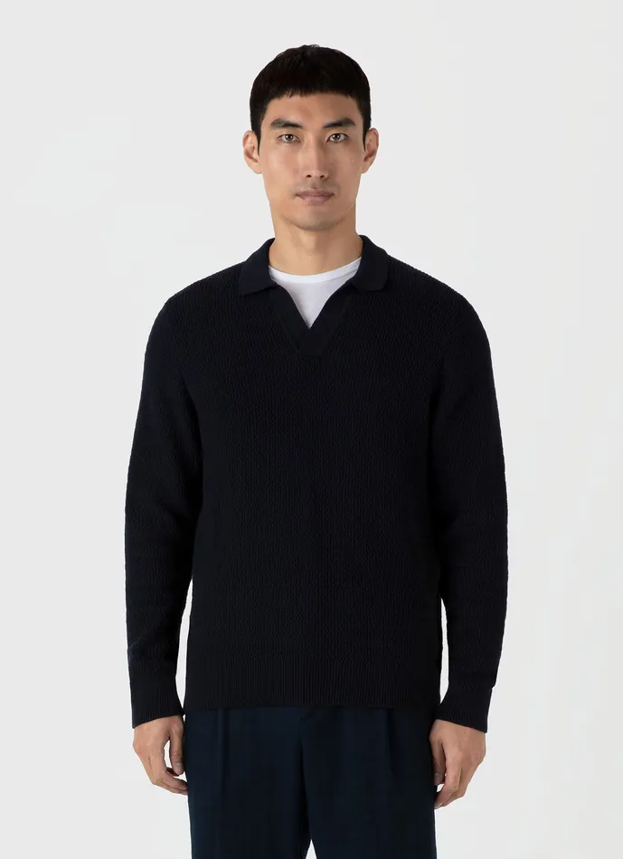 Polo Shirts Long Sleeve Textured CottonPolo Shirt Navy 8211 ussunspel Men Polo Shirts Long Sleeve Textured CottonPolo Shirt Navy 8211 ussunspel Men