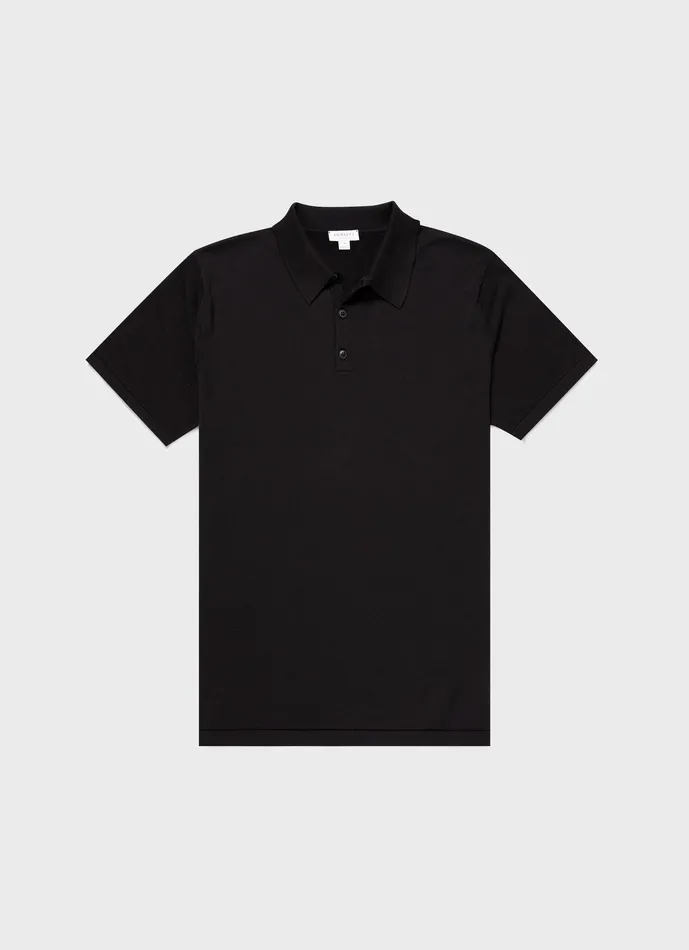 Polo Shirts Men ussunspel Sea Island Cotton Polo Shirt Black