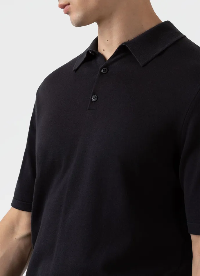 Polo Shirts Men ussunspel Sea Island Cotton Polo Shirt Black