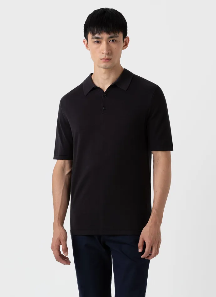 Polo Shirts Men ussunspel Sea Island Cotton Polo Shirt Black